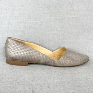 Paul Green Womens 7 9.5 Mimi Smoking Flat Silver Mettalic Leather Pointed SlipOn